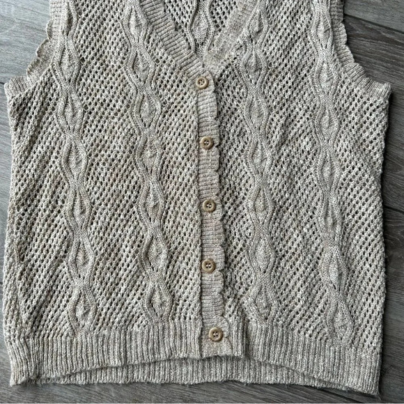 Vintage D'Allaird's Crochet Open Cable Knitted Waistcoat Vest Made in Canada - Picture 8 of 11